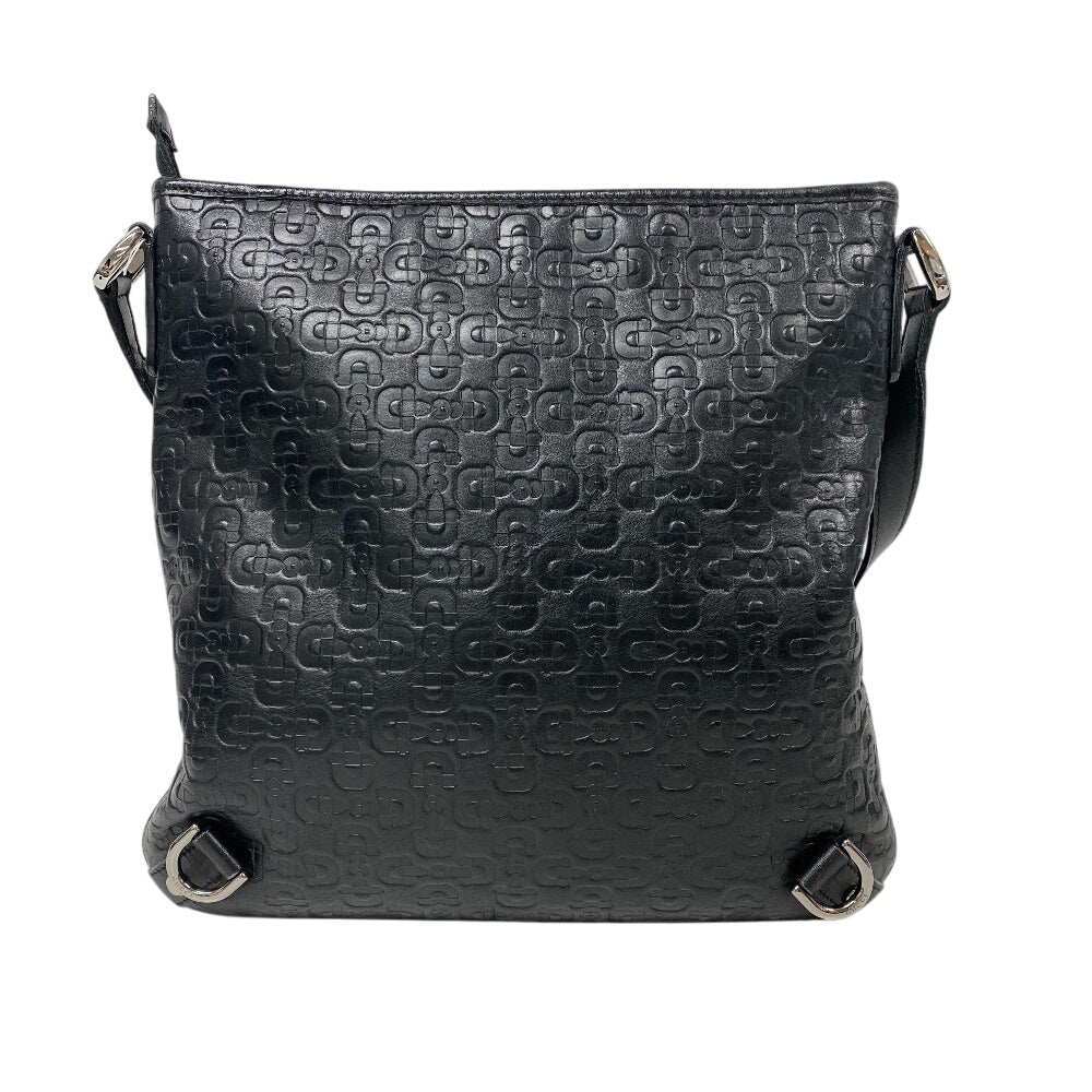 GUCCI Shoulder Bag 268642 leather black Horse pit Abbey Women Used Authentic