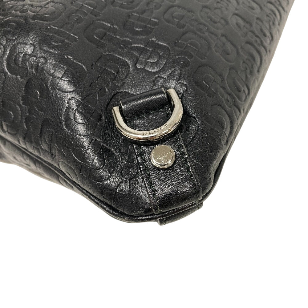 GUCCI Shoulder Bag 268642 leather black Horse pit Abbey Women Used Authentic