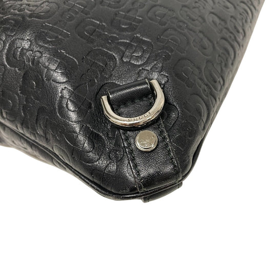 GUCCI Shoulder Bag 268642 leather black Horse pit Abbey Women Used Authentic