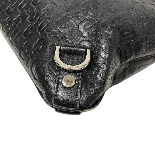 GUCCI Shoulder Bag 268642 leather black Horse pit Abbey Women Used Authentic