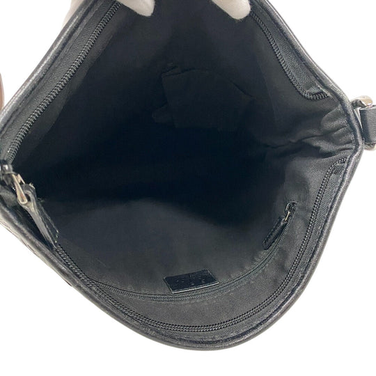 GUCCI Shoulder Bag 268642 leather black Horse pit Abbey Women Used Authentic