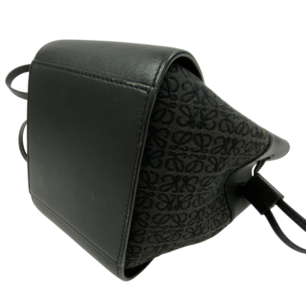 LOEWE Handbag Canvas, Leather black hammock Repeat anagram drawstring mini Women Used Authentic