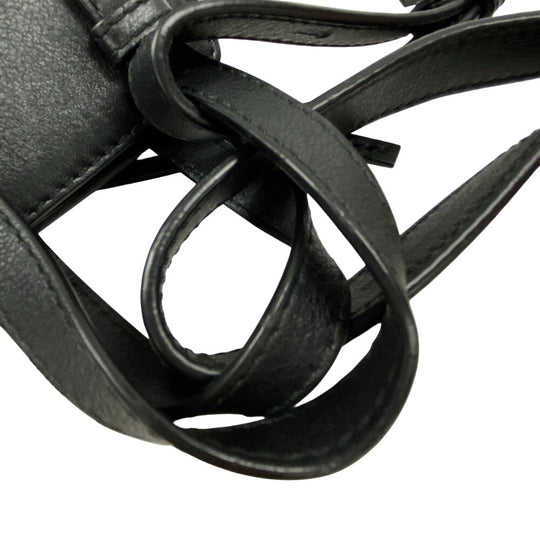LOEWE Handbag Canvas, Leather black hammock Repeat anagram drawstring mini Women Used Authentic