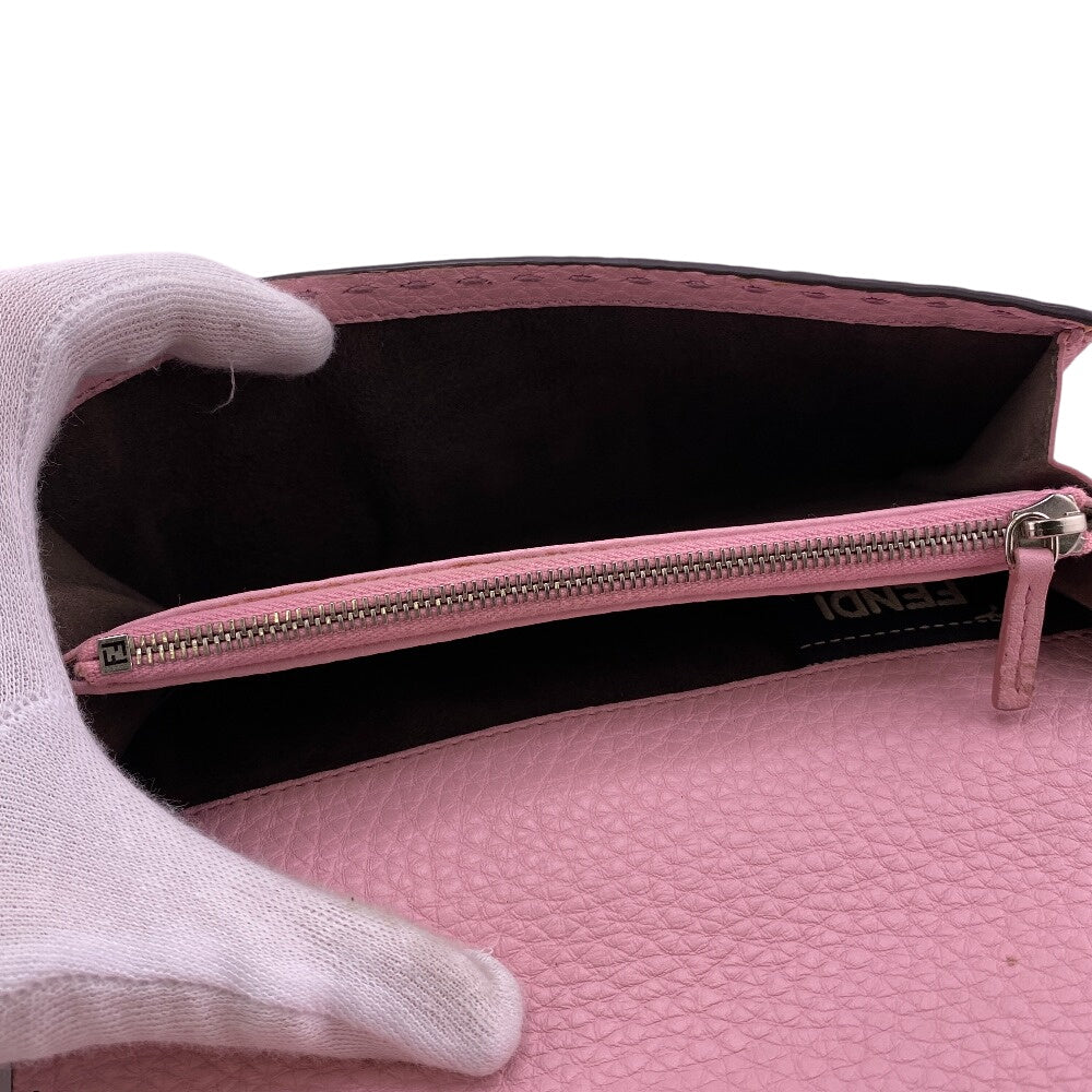 FENDI Long Wallet Purse 8M0308 leather pink Celeria Peekaboo Women Used Authentic