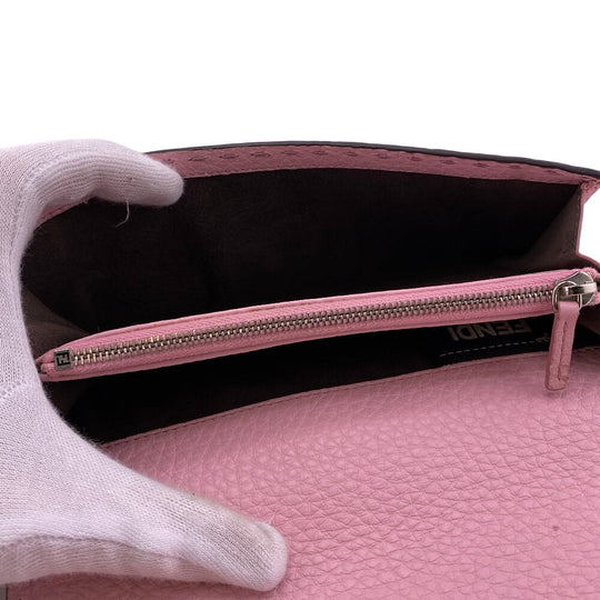 FENDI Long Wallet Purse 8M0308 leather pink Celeria Peekaboo Women Used Authentic