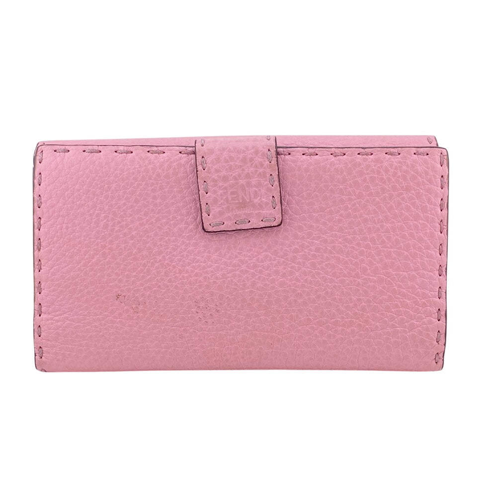 FENDI Long Wallet Purse 8M0308 leather pink Celeria Peekaboo Women Used Authentic