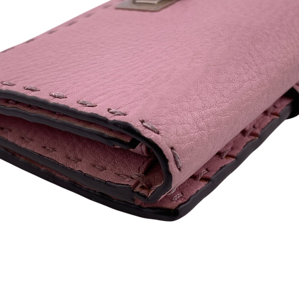 FENDI Long Wallet Purse 8M0308 leather pink Celeria Peekaboo Women Used Authentic