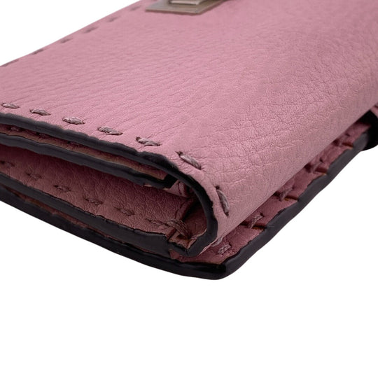 FENDI Long Wallet Purse 8M0308 leather pink Celeria Peekaboo Women Used Authentic