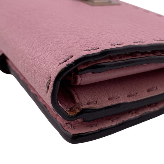 FENDI Long Wallet Purse 8M0308 leather pink Celeria Peekaboo Women Used Authentic