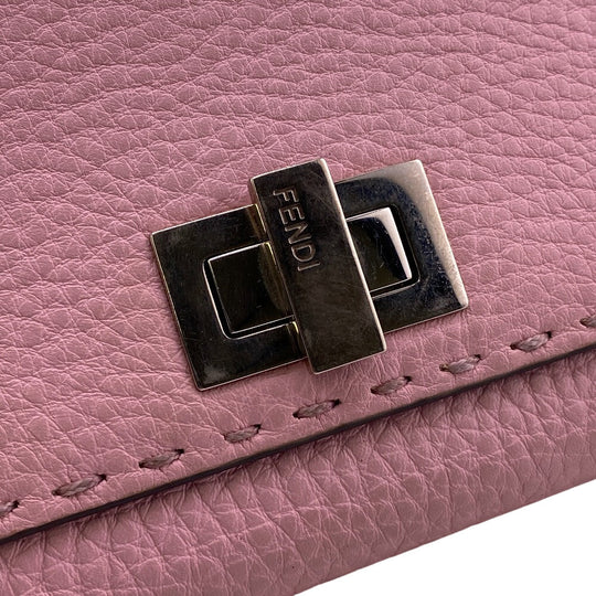 FENDI Long Wallet Purse 8M0308 leather pink Celeria Peekaboo Women Used Authentic