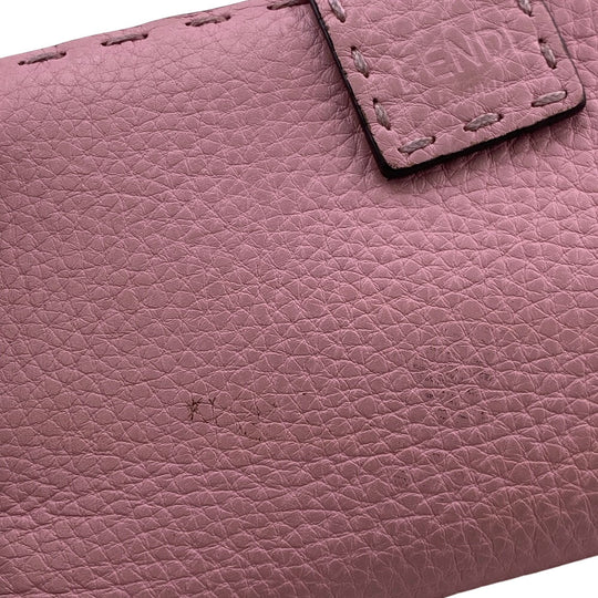 FENDI Long Wallet Purse 8M0308 leather pink Celeria Peekaboo Women Used Authentic