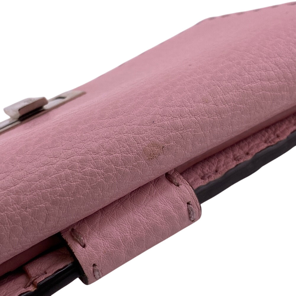 FENDI Long Wallet Purse 8M0308 leather pink Celeria Peekaboo Women Used Authentic