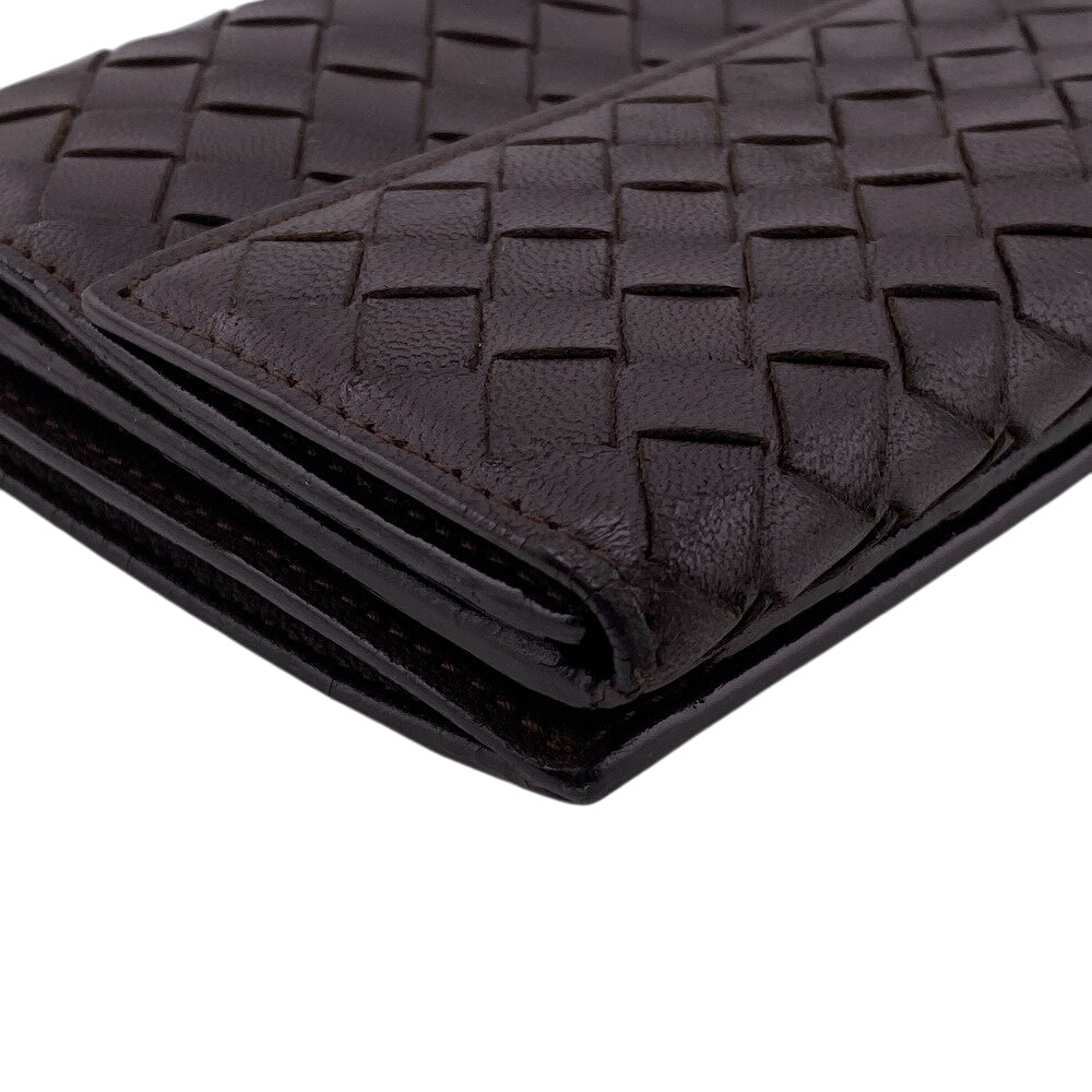 BOTTEGAVENETA Long Wallet Purse leather Brown W Hook Wallet  Bifold Wallet INTRECCIATO mens Used Authentic