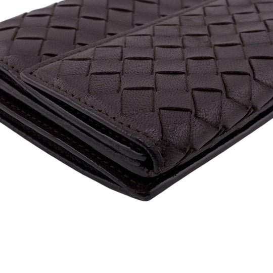 BOTTEGAVENETA Long Wallet Purse leather Brown W Hook Wallet  Bifold Wallet INTRECCIATO mens Used Authentic