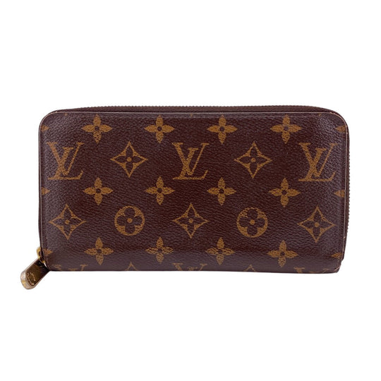LOUIS VUITTON Long Wallet Purse M42616 leather Brown Monogram Zippy wallet Women Used Authentic