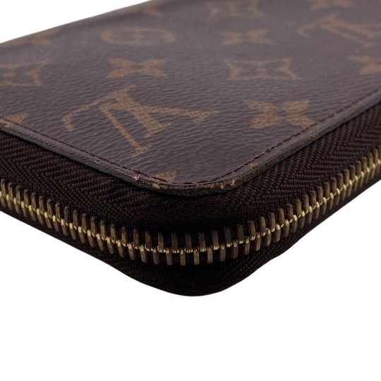 LOUIS VUITTON Long Wallet Purse M42616 leather Brown Monogram Zippy wallet Women Used Authentic
