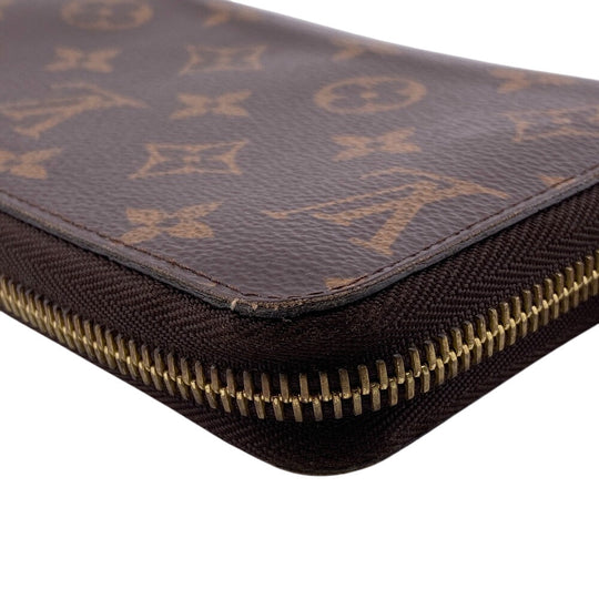 LOUIS VUITTON Long Wallet Purse M42616 leather Brown Monogram Zippy wallet Women Used Authentic