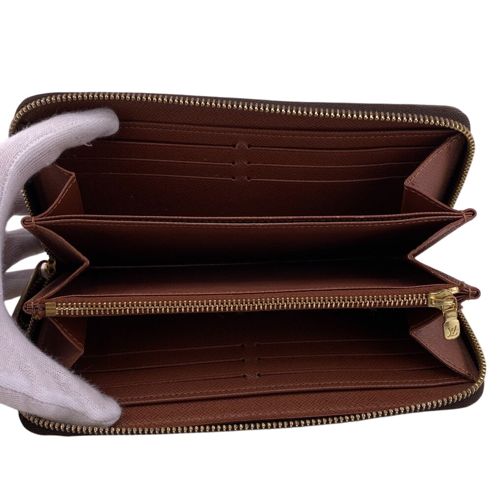 LOUIS VUITTON Long Wallet Purse M42616 leather Brown Monogram Zippy wallet Women Used Authentic