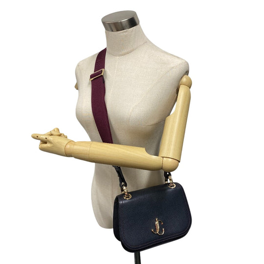 JIMMY CHOO Shoulder Bag leather black Varenne Women Used Authentic