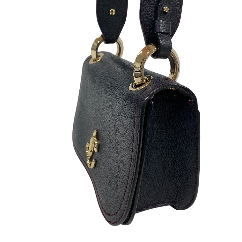 JIMMY CHOO Shoulder Bag leather black Varenne Women Used Authentic