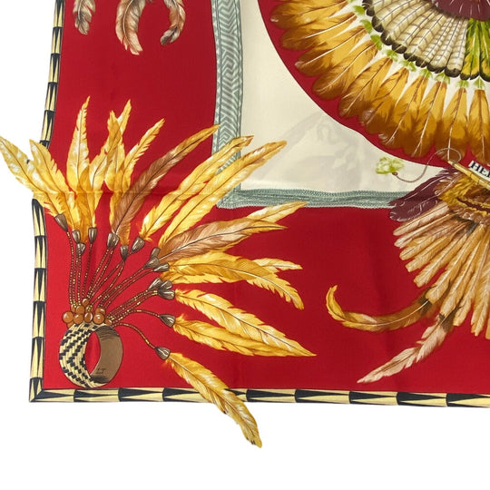 HERMES scarf silk Navy Carre90 BRAZIL Women Used Authentic