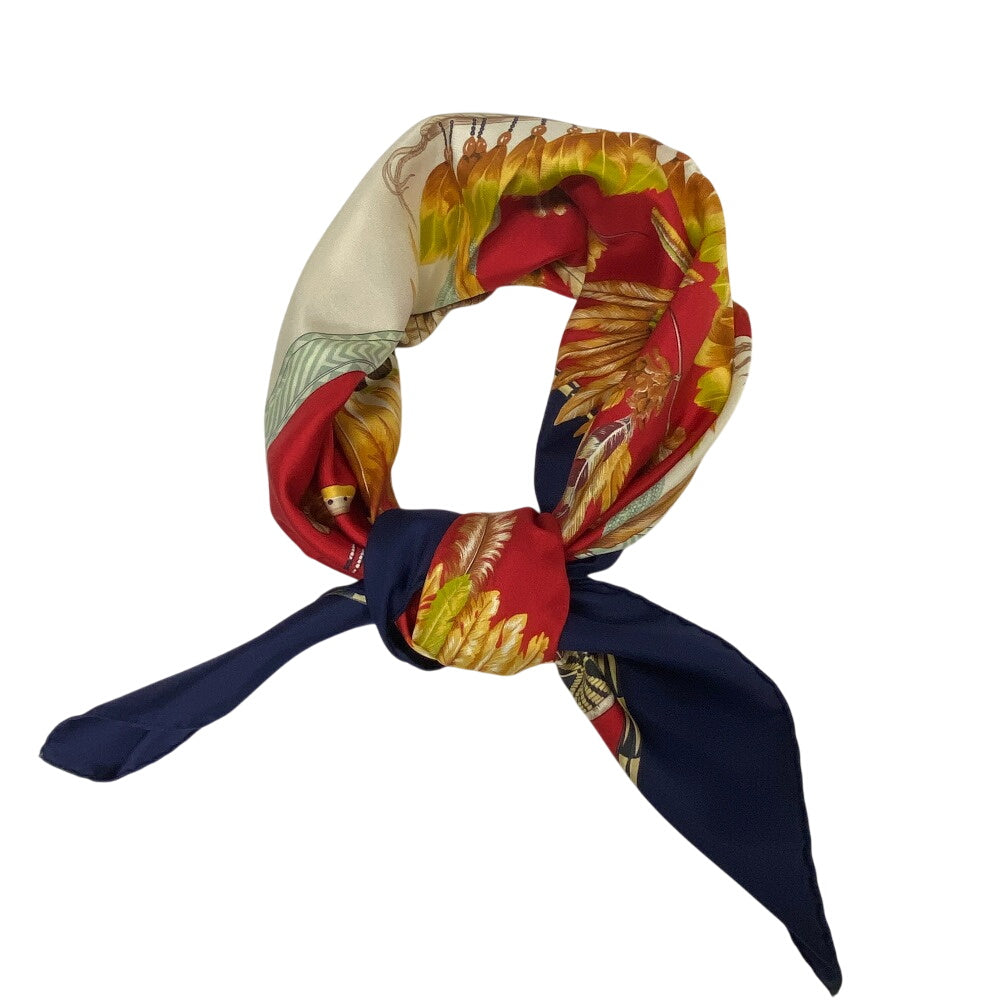 HERMES scarf silk Navy Carre90 BRAZIL Women Used Authentic