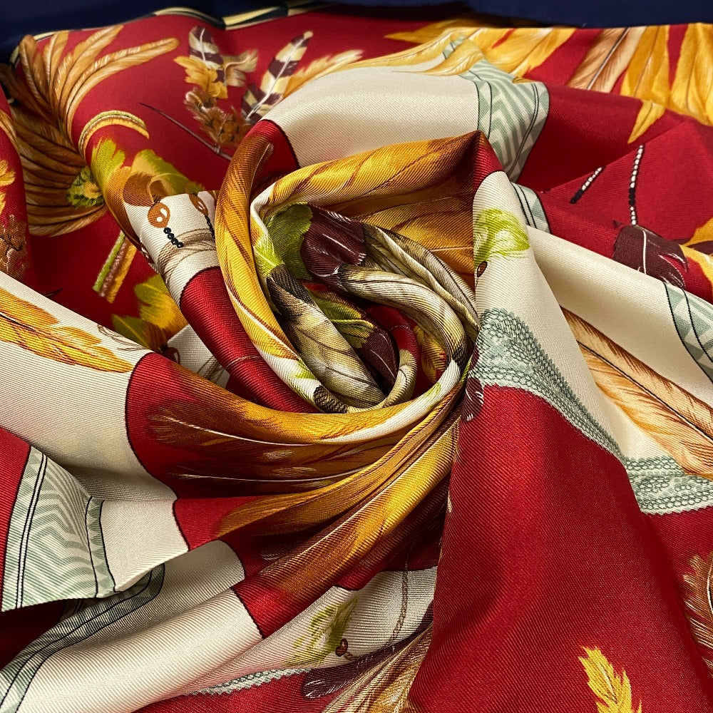 HERMES scarf silk Navy Carre90 BRAZIL Women Used Authentic