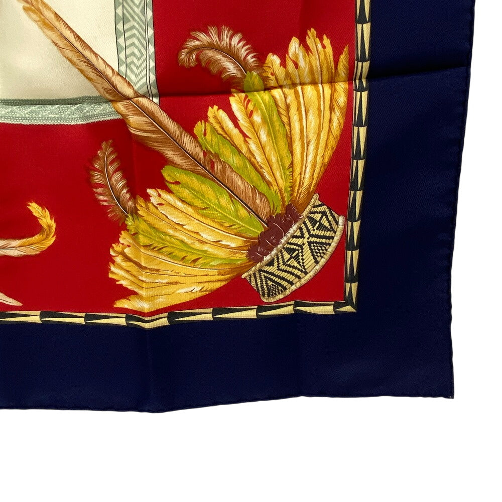 HERMES scarf silk Navy Carre90 BRAZIL Women Used Authentic