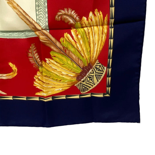 HERMES scarf silk Navy Carre90 BRAZIL Women Used Authentic