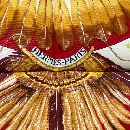 HERMES scarf silk Navy Carre90 BRAZIL Women Used Authentic