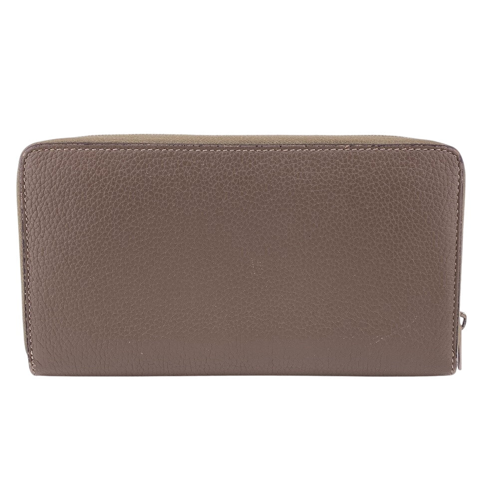 CELINE Long Wallet Purse leather Gurege By color Large zipped multifunction Zip Around unisex(Unisex) Used Authentic