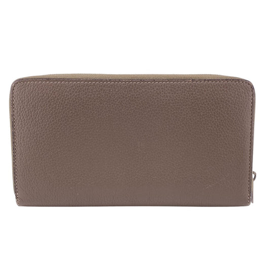 CELINE Long Wallet Purse leather Gurege By color Large zipped multifunction Zip Around unisex(Unisex) Used Authentic
