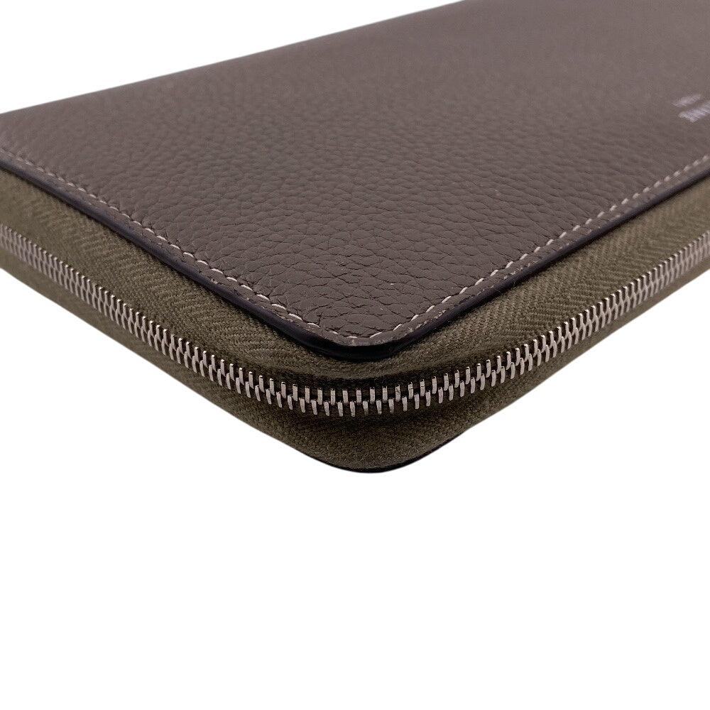 CELINE Long Wallet Purse leather Gurege By color Large zipped multifunction Zip Around unisex(Unisex) Used Authentic