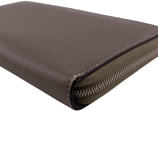 CELINE Long Wallet Purse leather Gurege By color Large zipped multifunction Zip Around unisex(Unisex) Used Authentic