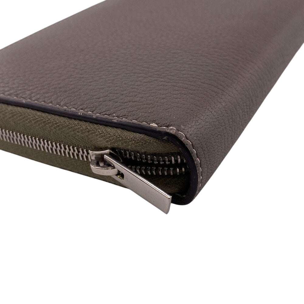 CELINE Long Wallet Purse leather Gurege By color Large zipped multifunction Zip Around unisex(Unisex) Used Authentic