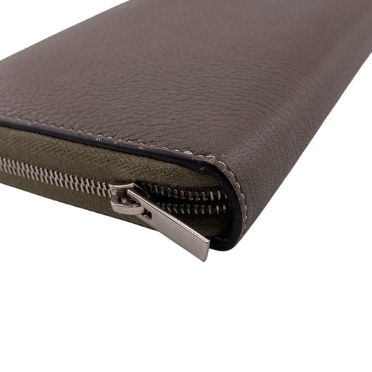 CELINE Long Wallet Purse leather Gurege By color Large zipped multifunction Zip Around unisex(Unisex) Used Authentic