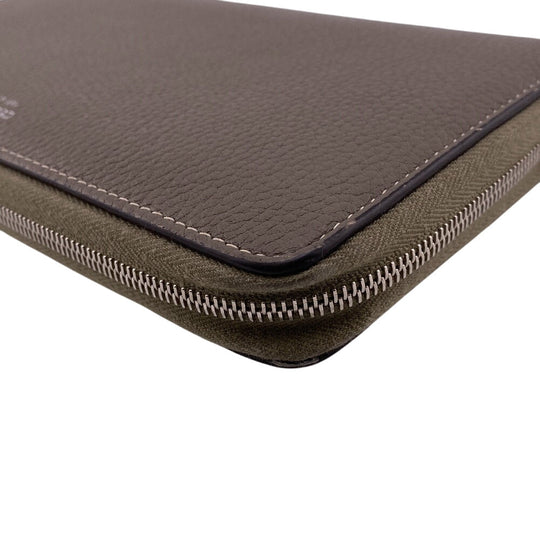 CELINE Long Wallet Purse leather Gurege By color Large zipped multifunction Zip Around unisex(Unisex) Used Authentic