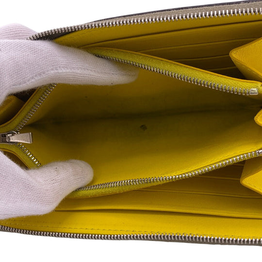 CELINE Long Wallet Purse leather Gurege By color Large zipped multifunction Zip Around unisex(Unisex) Used Authentic