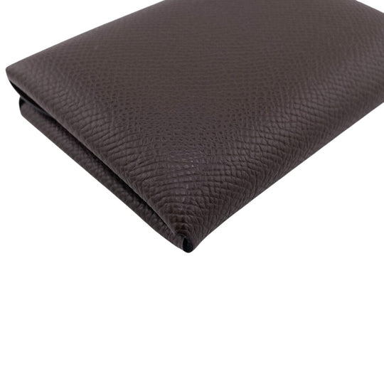 HERMES Coin case Epsom Brown SilverMetal Calvi duo mens(Unisex) Used Authentic