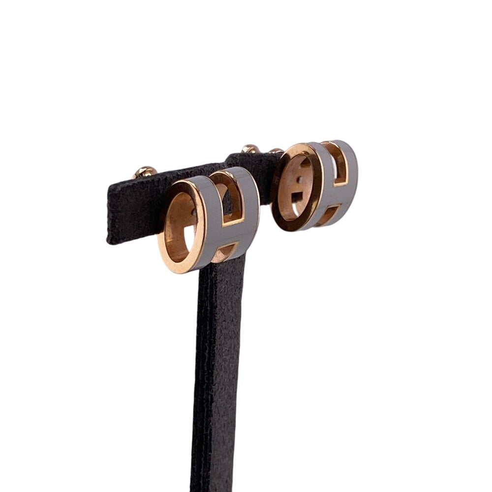 HERMES Pierce Gold Plated gray Mini Pop Ash H Women Used Authentic