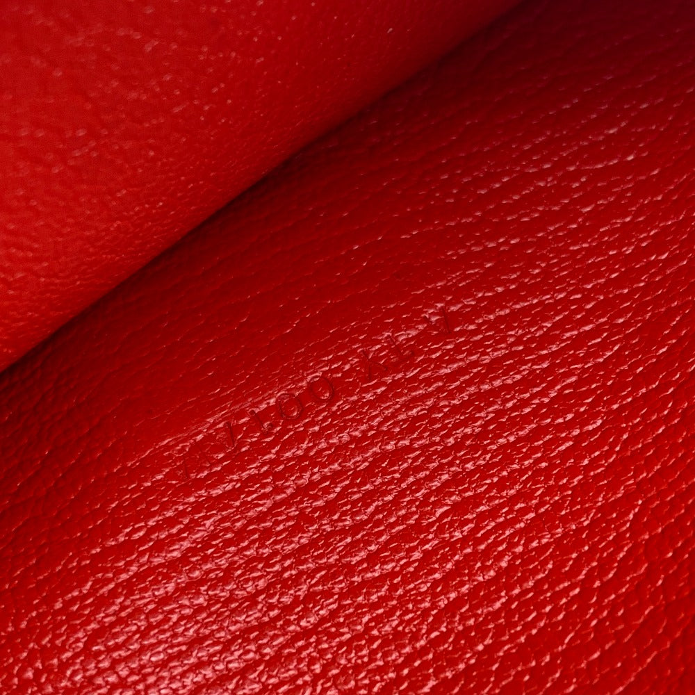 HERMES Long Wallet Purse Chevre Misol Red Beansufla Women Used Authentic