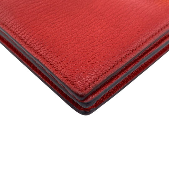HERMES Long Wallet Purse Chevre Misol Red Beansufla Women Used Authentic