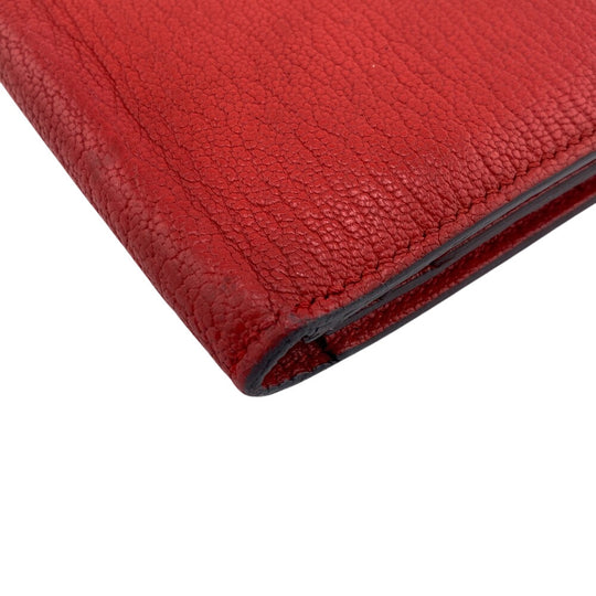 HERMES Long Wallet Purse Chevre Misol Red Beansufla Women Used Authentic