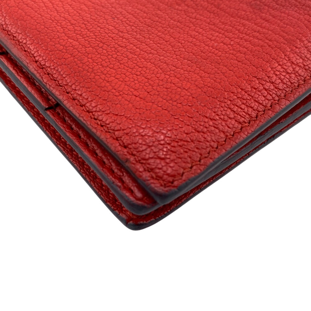 HERMES Long Wallet Purse Chevre Misol Red Beansufla Women Used Authentic