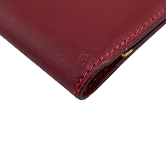 HERMES Long Wallet Purse Box scarf Red Gold Metal Baan classic Women Used Authentic