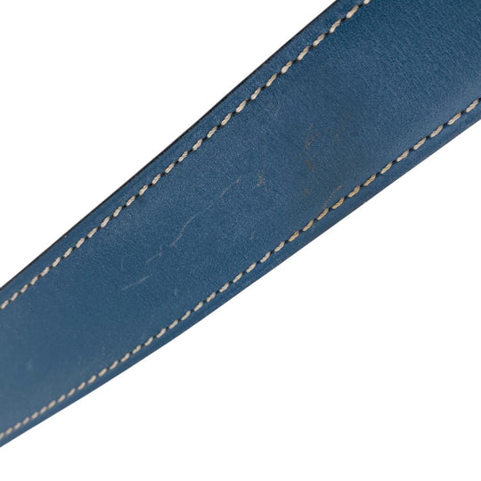 HERMES belt leather blue SilverMetal reversible Women 65 Used Authentic