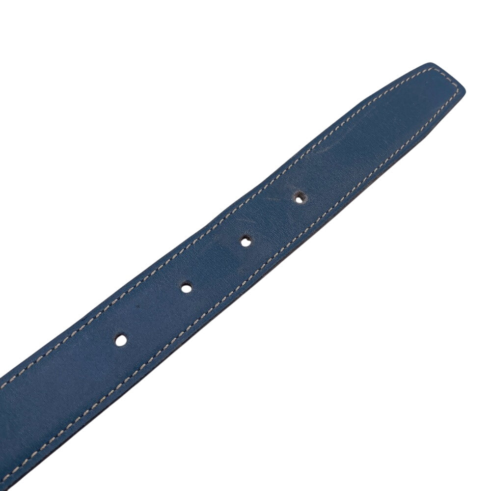 HERMES belt leather blue SilverMetal reversible Women 65 Used Authentic