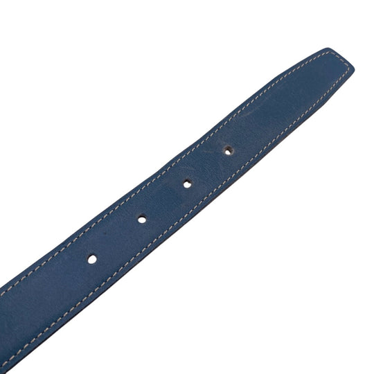 HERMES belt leather blue SilverMetal reversible Women 65 Used Authentic