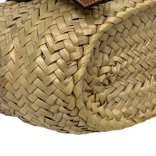 LOEWE Handbag Leather, Raffia beige Basket bag Raffia x leather basket Women Used Authentic