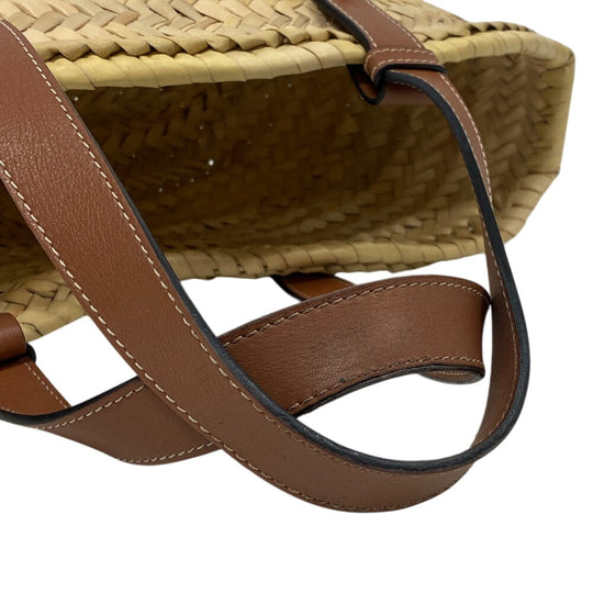 LOEWE Handbag Leather, Raffia beige Basket bag Raffia x leather basket Women Used Authentic